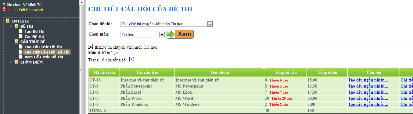 Tạo chi tiết câu hỏi đề thi