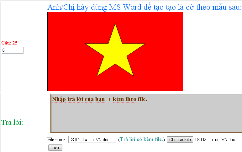 Câu tự luận trả lời bằng file