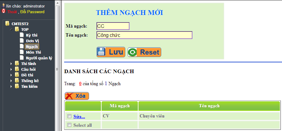 Khởi tạo ngạch thi