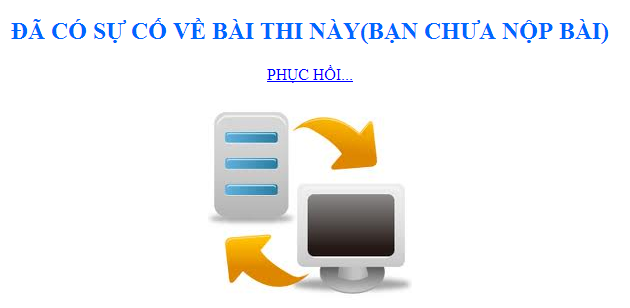 Màn hình phục hồi bài thi